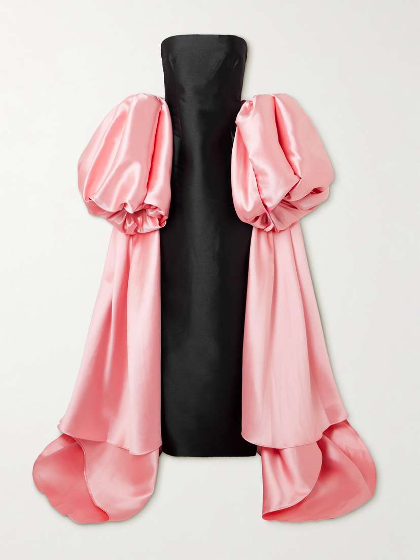 Solace London Lea Strapless Two-tone Satin-twill Gown