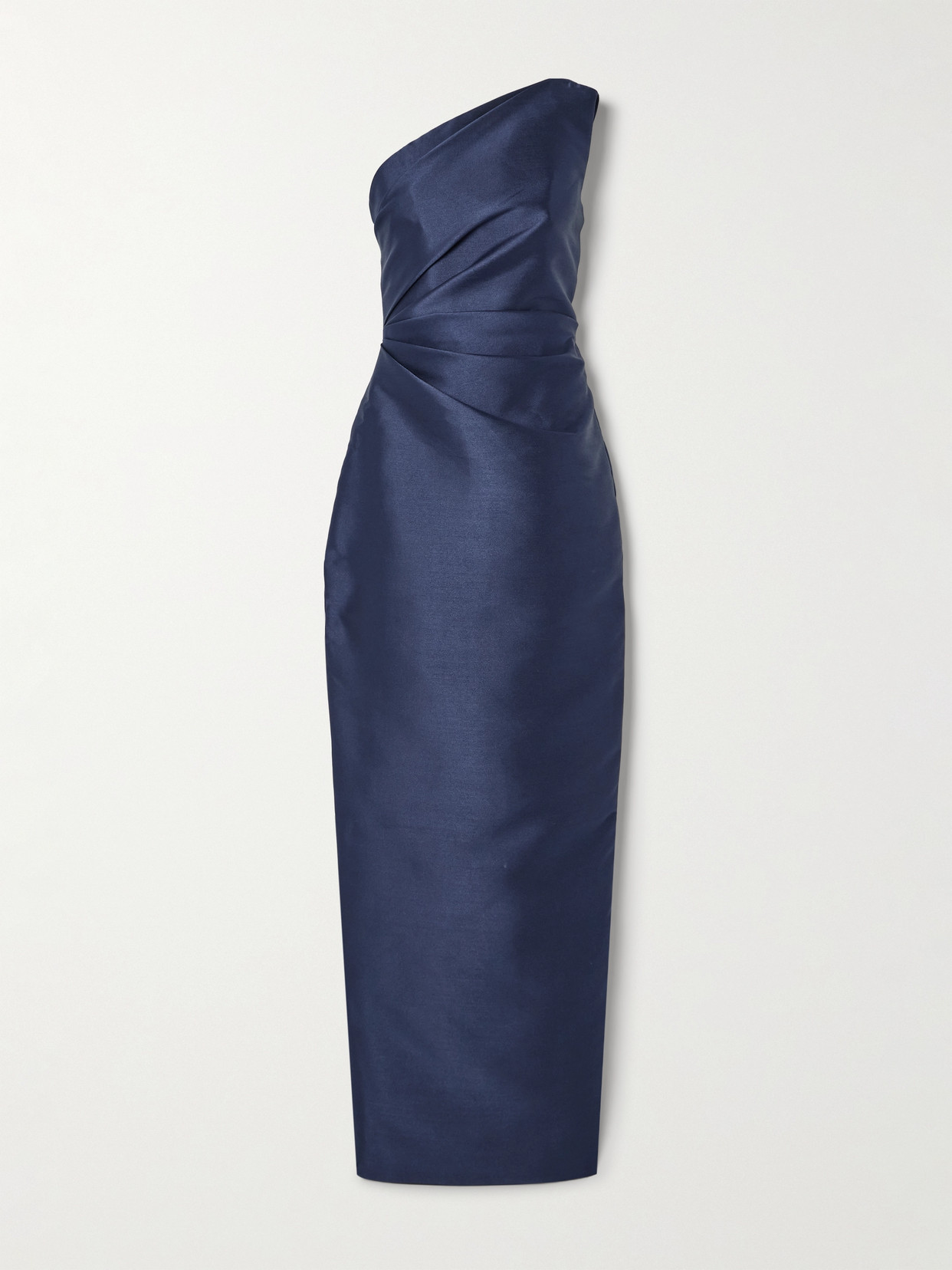 Solace London - Kira One-shoulder Satin-twill Gown - Navy