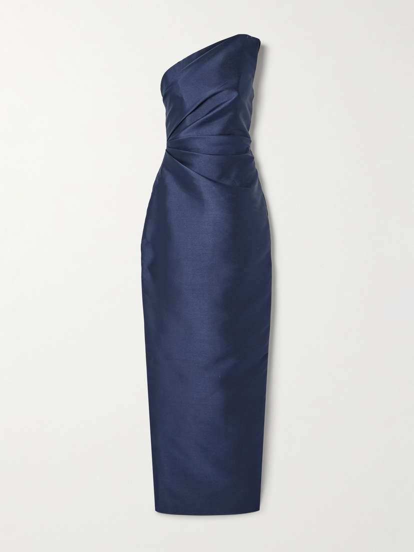 Solace London Kira One-shoulder Satin-twill Gown