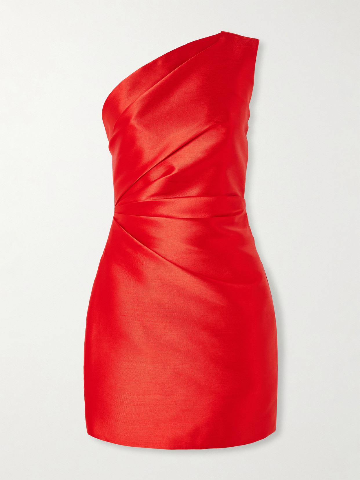 Solace London - Nori One-shoulder Satin-twill Mini Dress - Red