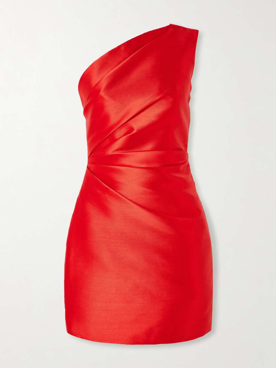 nori one-shoulder satin-twill mini dress