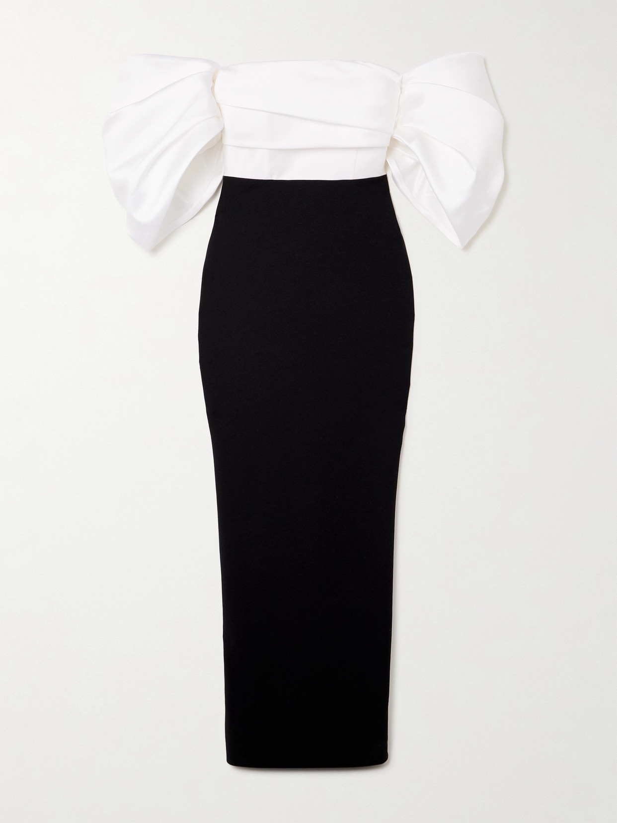 Solace London - Arla Off-the-shoulder Gathered Satin-twill And Crepe Gown - Black