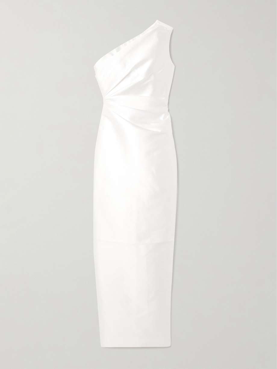 kira one-shoulder satin-twill gown