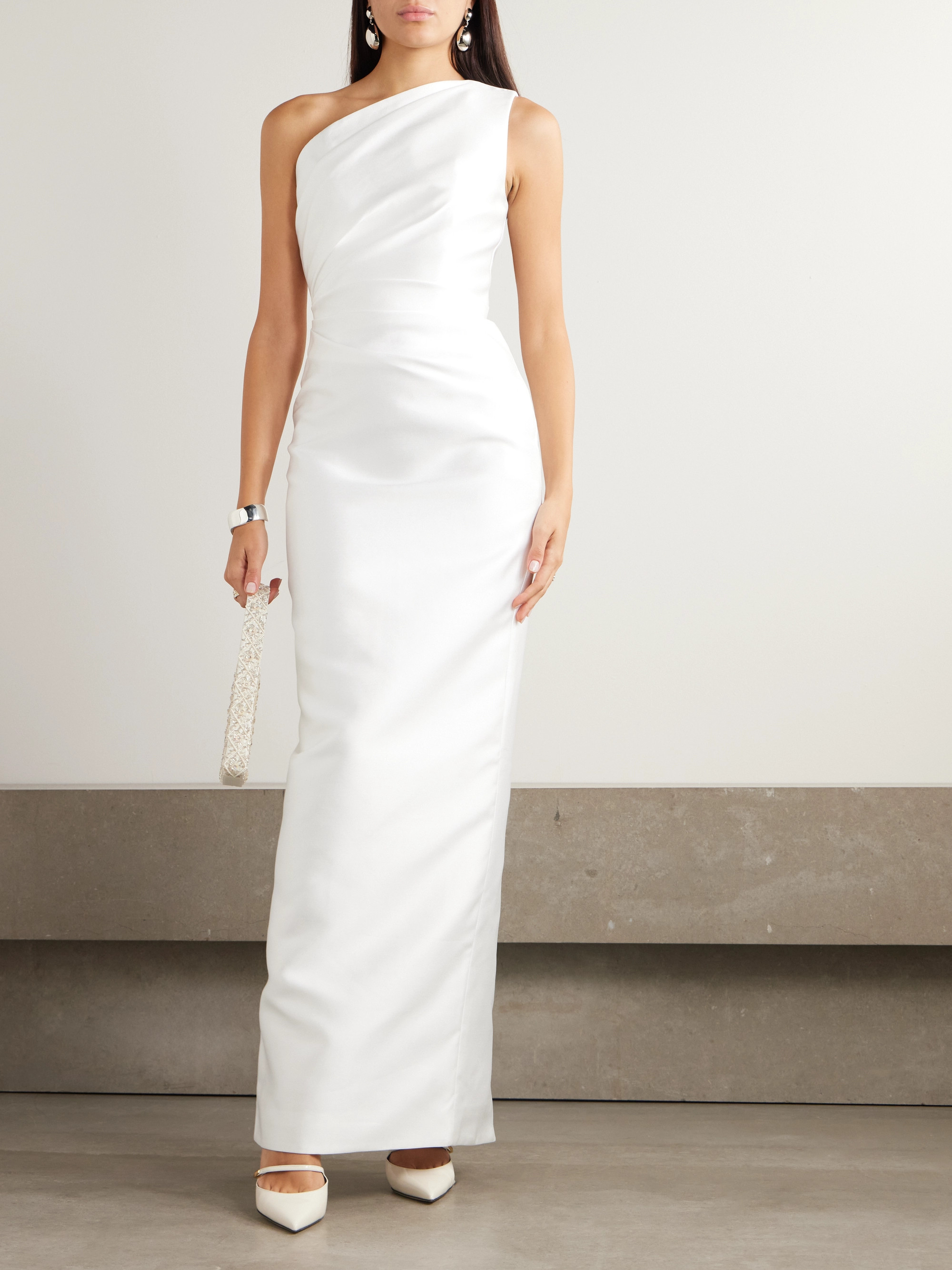 Solace London - Kira one-shoulder satin-twill gown | Plush