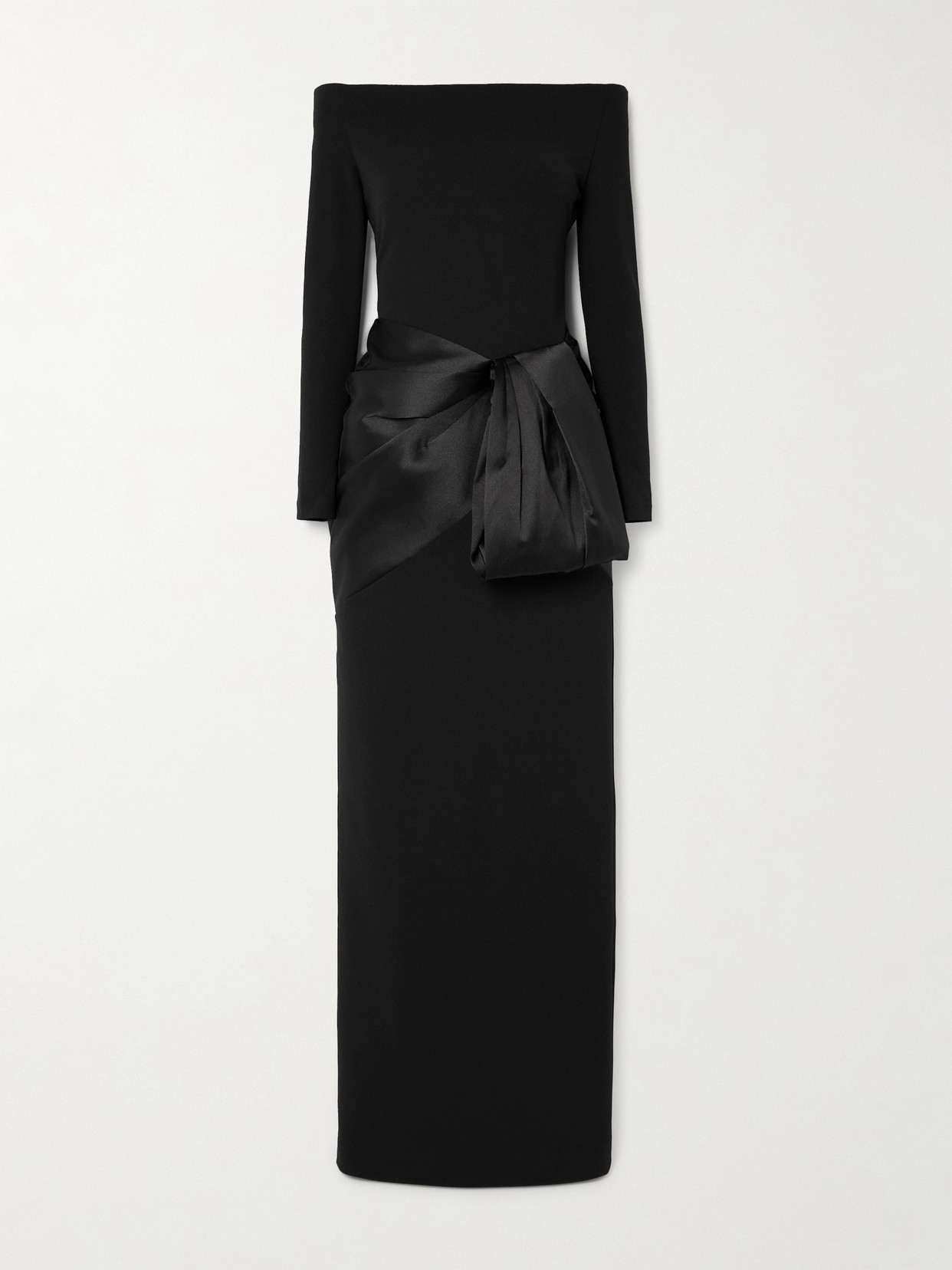 Solace London - Kori Off-the-shoulder Faille-trimmed Crepe Gown - Black