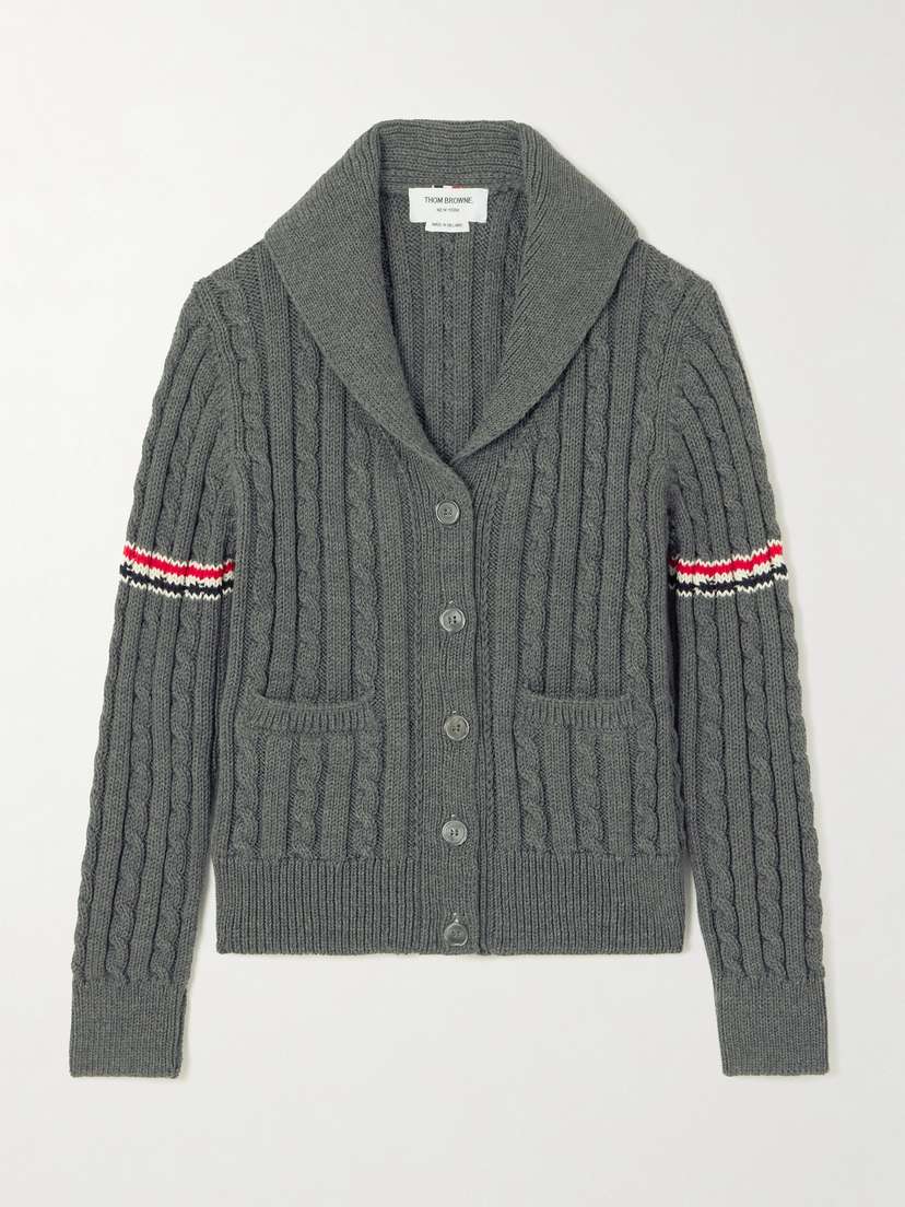 Thom Browne Striped Cable-knit Wool Cardigan