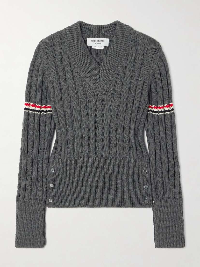 Thom Browne Striped Cable-knit Wool Sweater