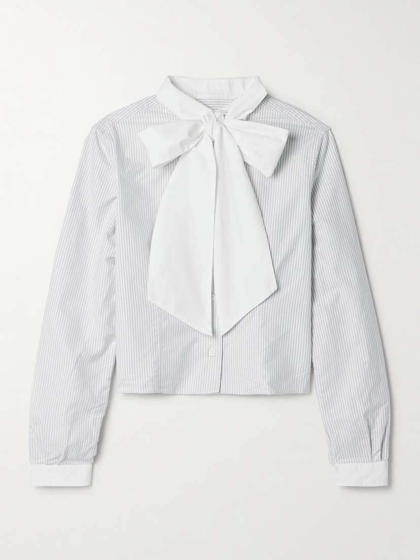 Thom Browne Cropped Poplin-trimmed Striped Cotton Oxford Shirt