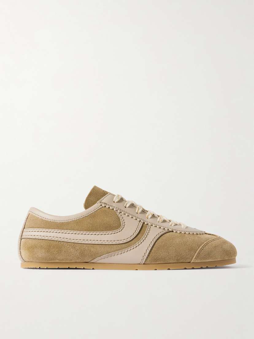 Dries Van Noten Leather-trimmed Suede Sneakers