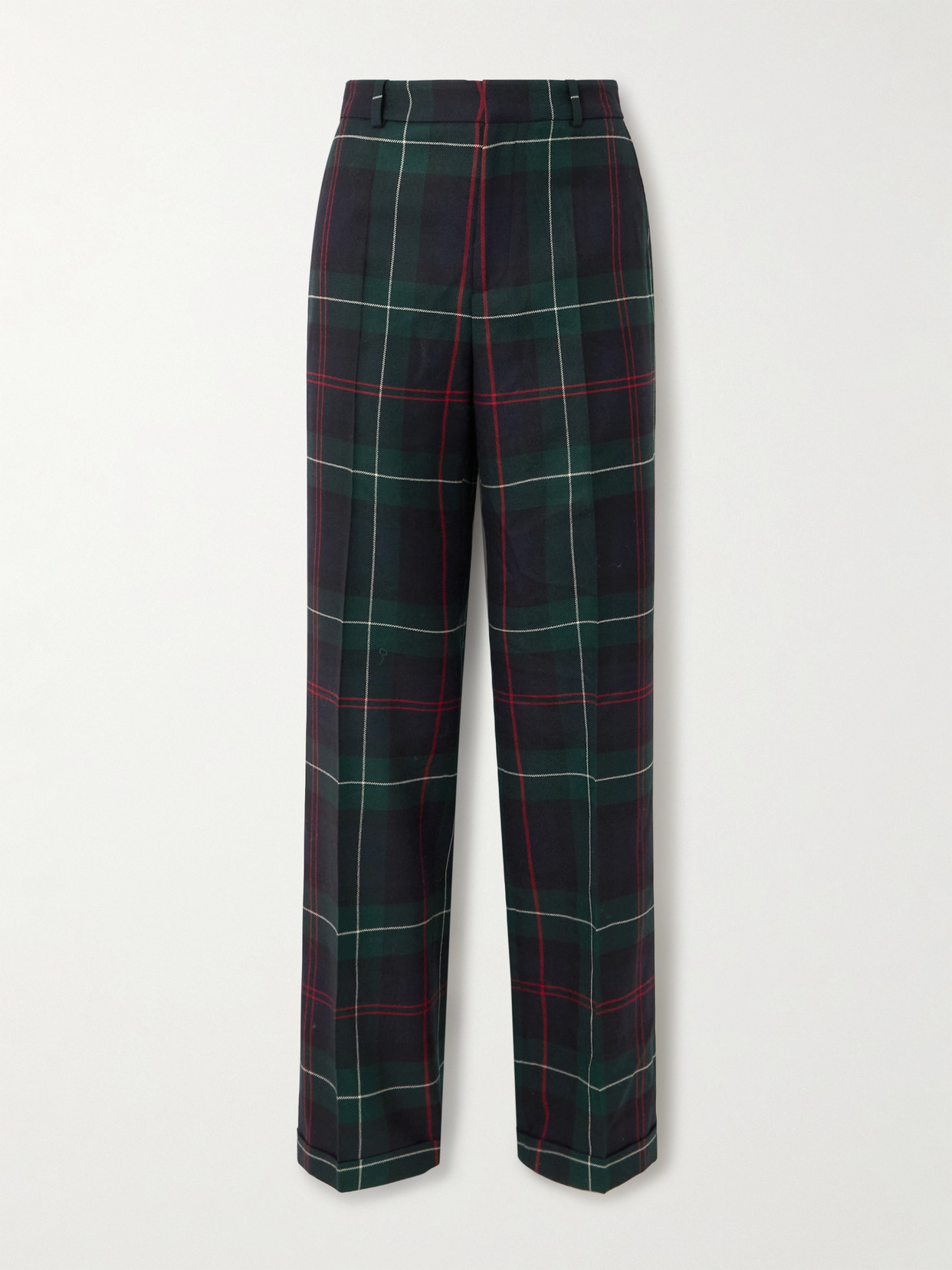 Polo Ralph Lauren Checked Wool-flannel Straight-leg Pants In Green