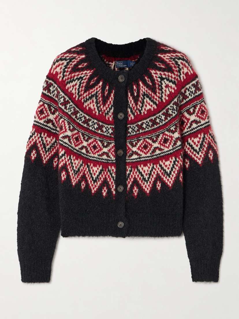 Polo Ralph Lauren Cropped Intarsia-knit Alpaca-blend Cardigan