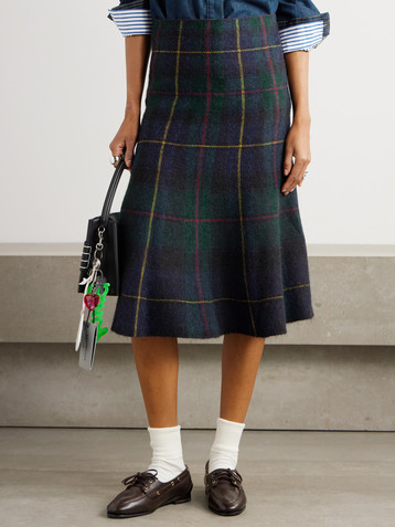Polo Ralph Lauren Checked wool midi skirt