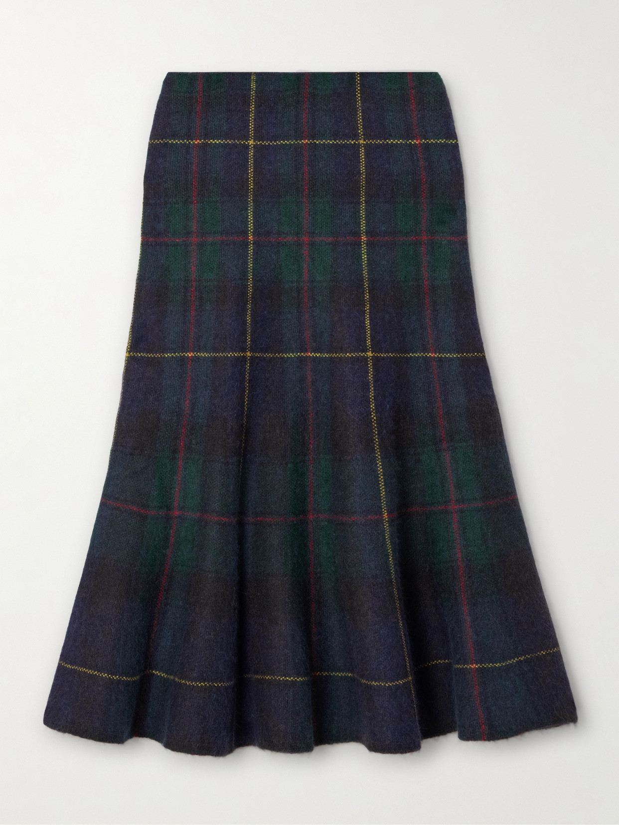 Polo Ralph Lauren Checked Wool Midi Skirt In Blue