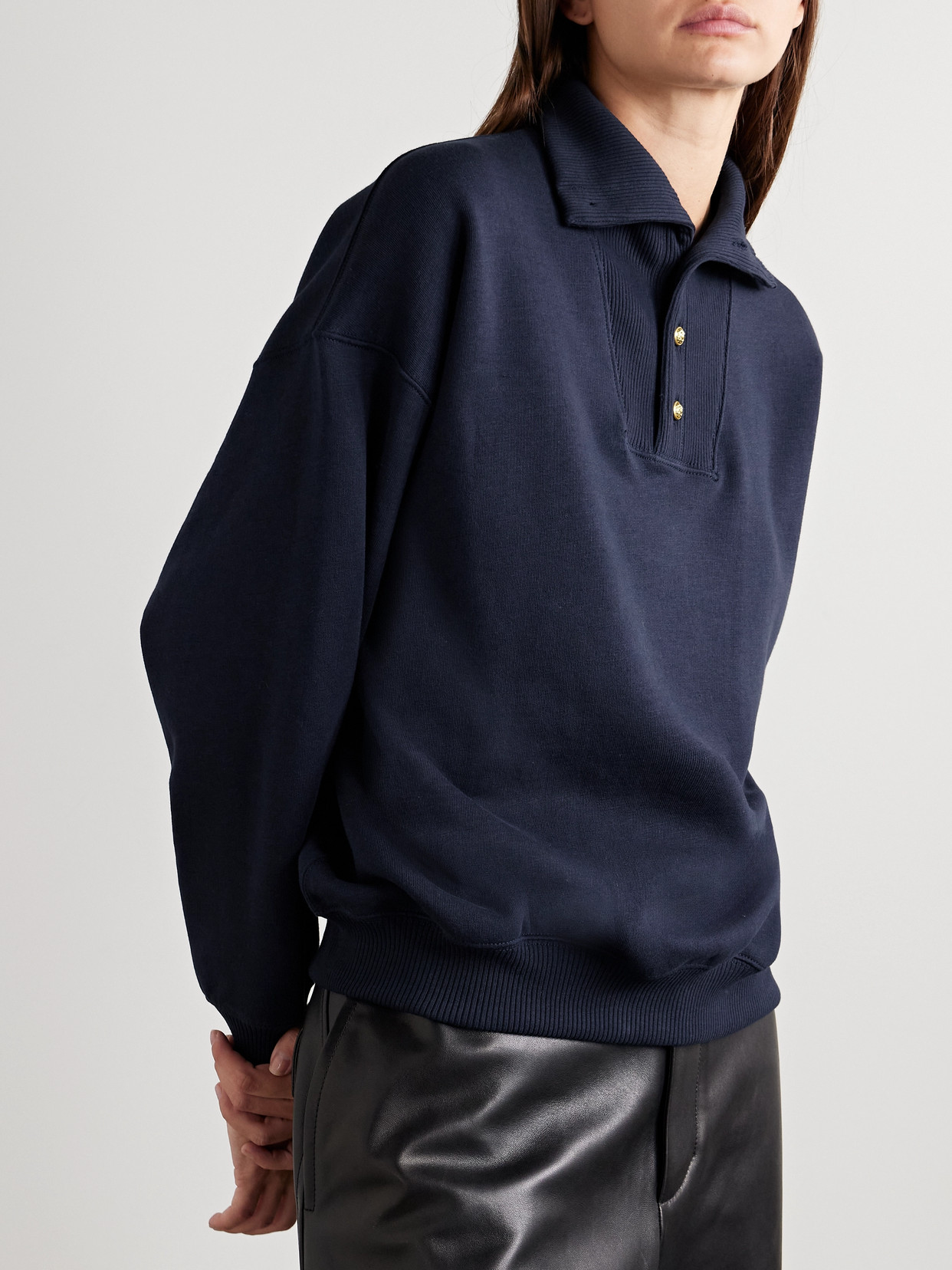 POLO RALPH LAUREN EMBROIDERED COTTON-BLEND JERSEY SWEATSHIRT