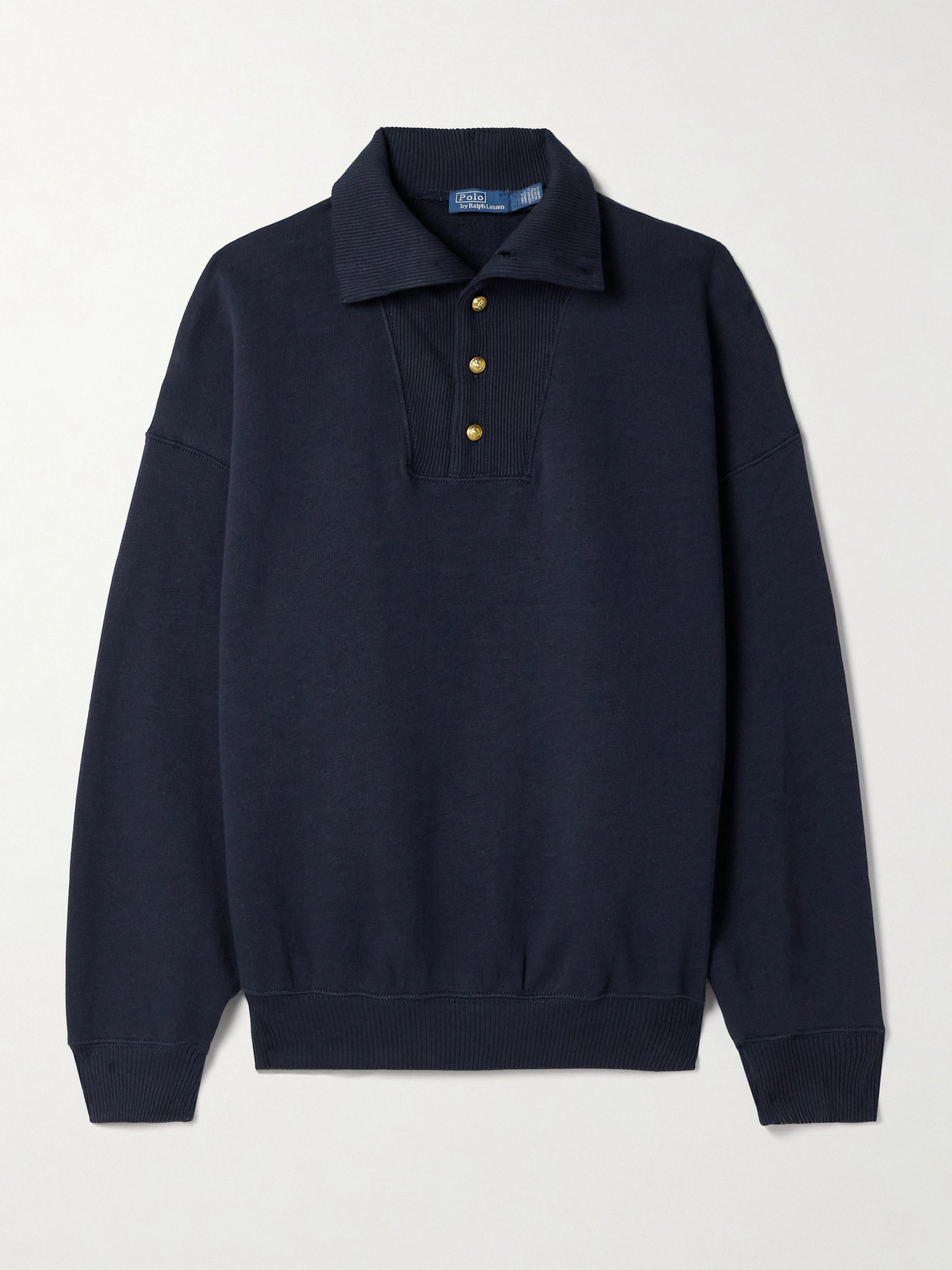 Polo Ralph Lauren Embroidered Cotton-blend Jersey Sweatshirt In Blue