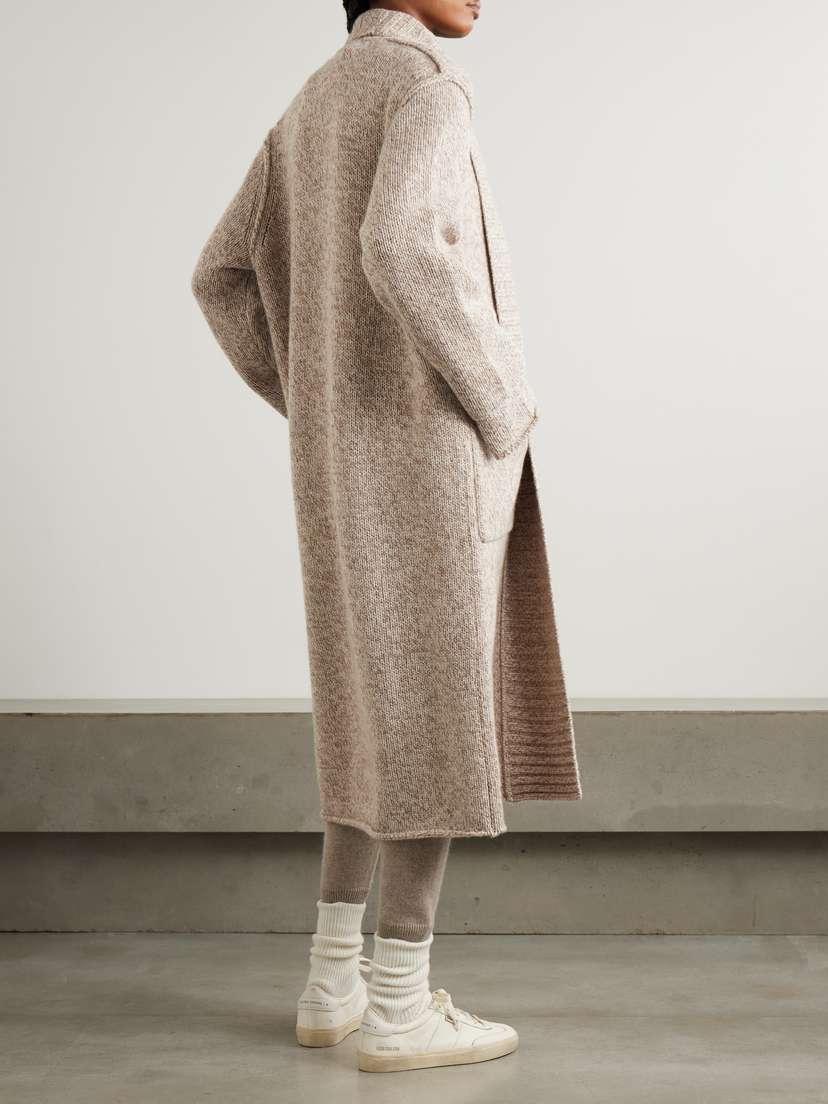 James Perse Cashmere Cardigan - side view in Neutrals