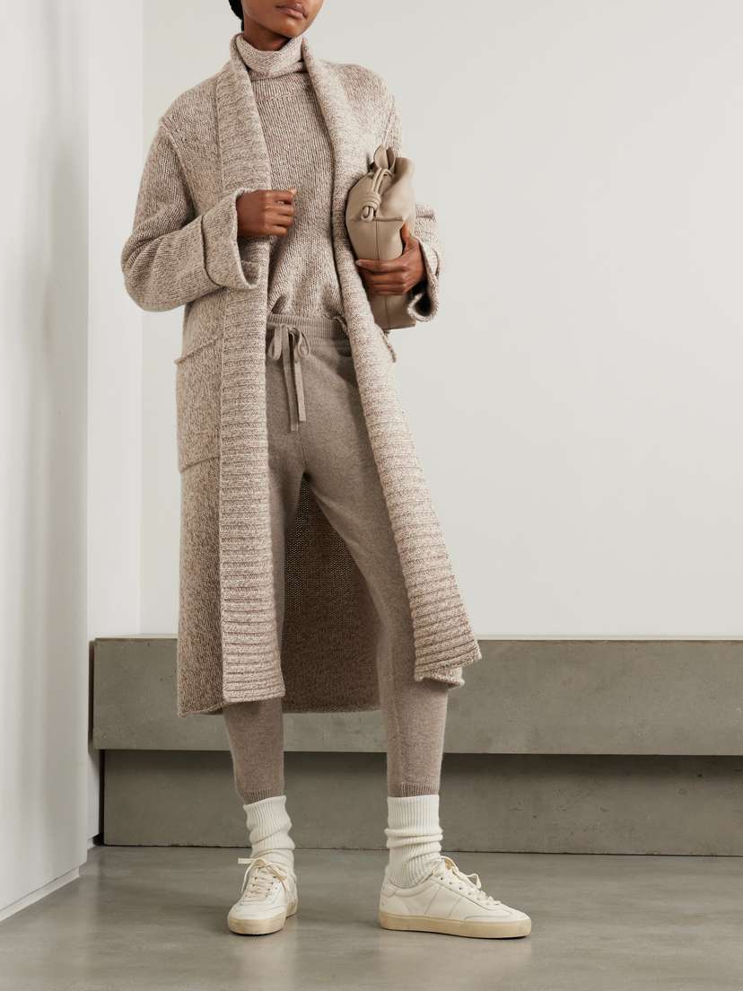 James Perse Cashmere Cardigan - back view in Neutrals