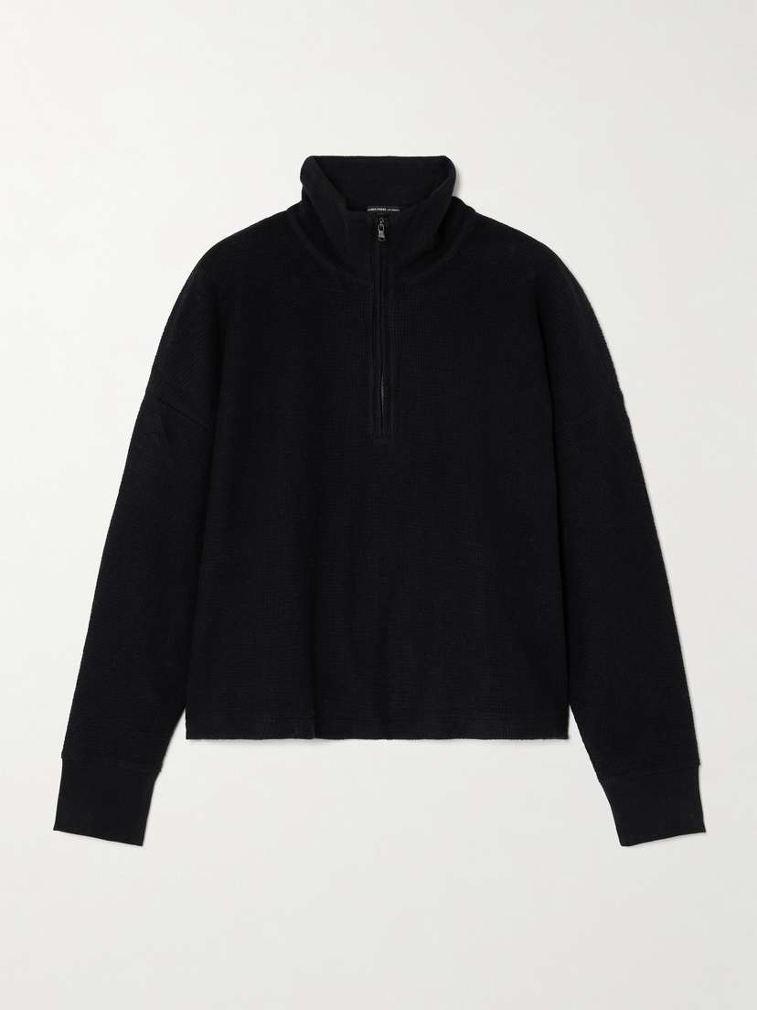 James Perse Brushed Cotton And Cashmere-blend Half-zip Sweatshirt