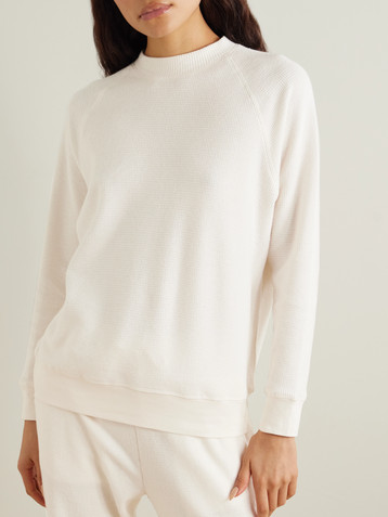 James Perse Waffle-knit cotton and cashmere-blend top