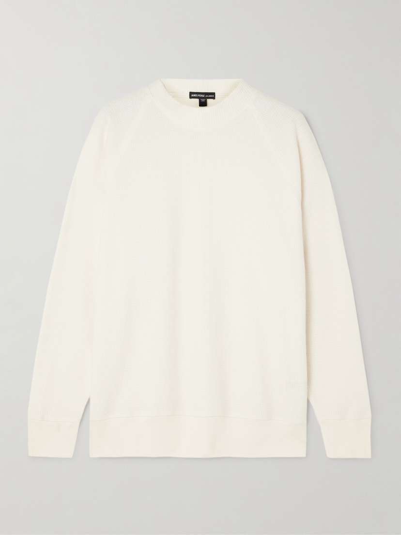 James Perse Waffle-knit Cotton And Cashmere-blend Top