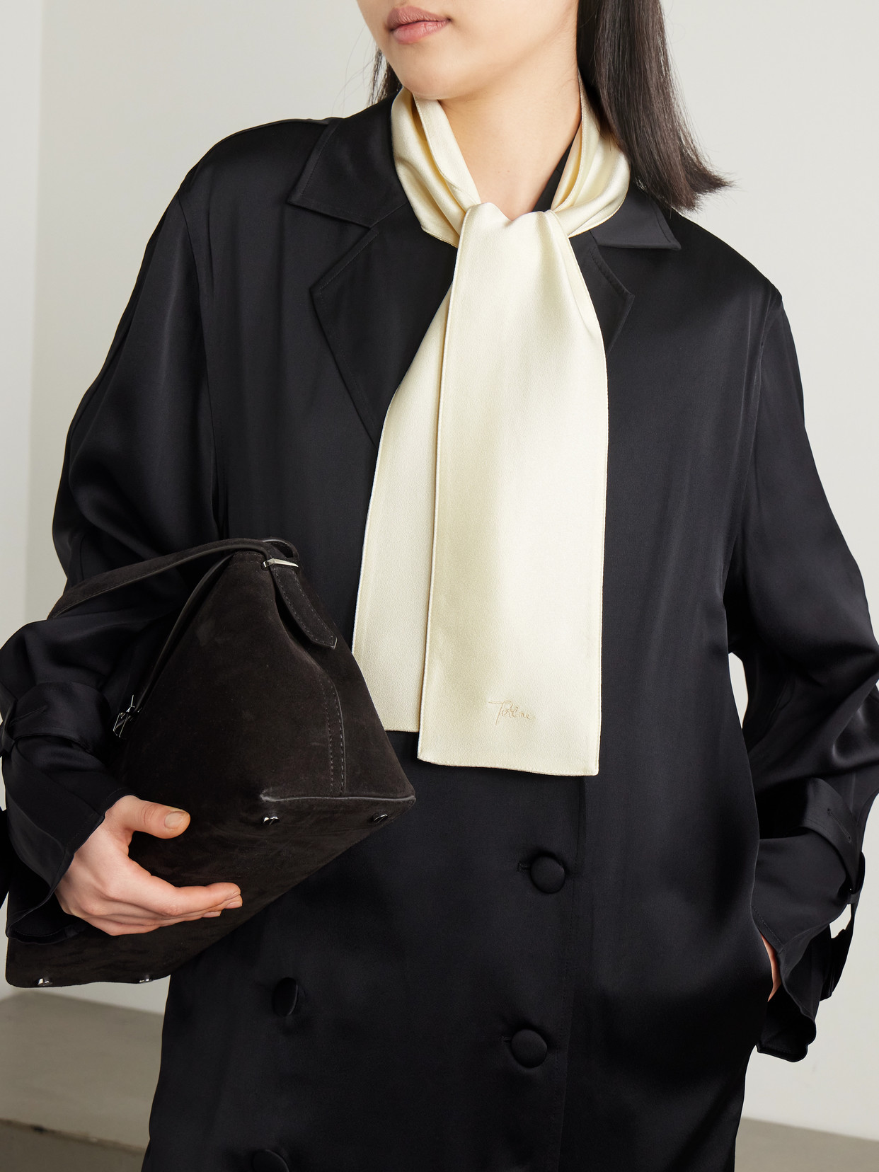 Totême Satin Scarf In Off-white