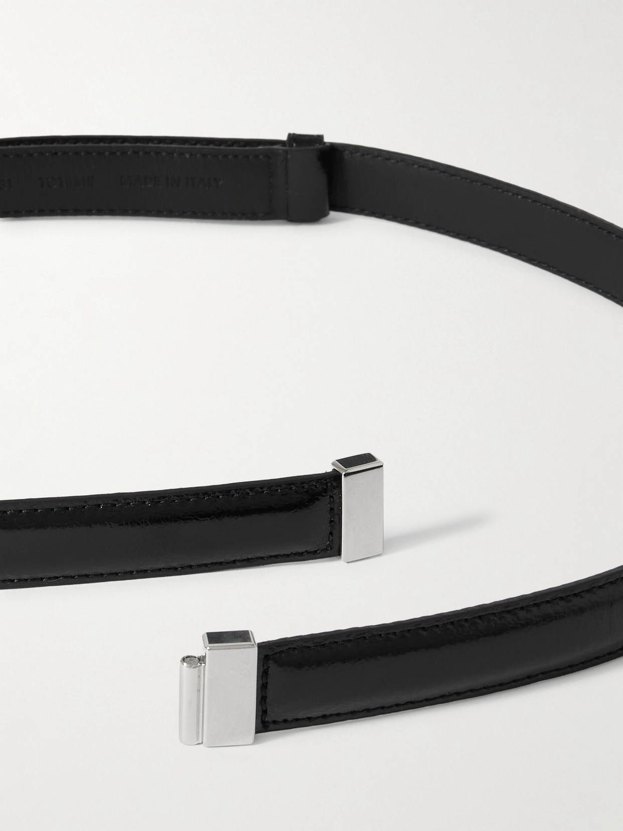 Totême Slide Glossed Leather Belt In Black