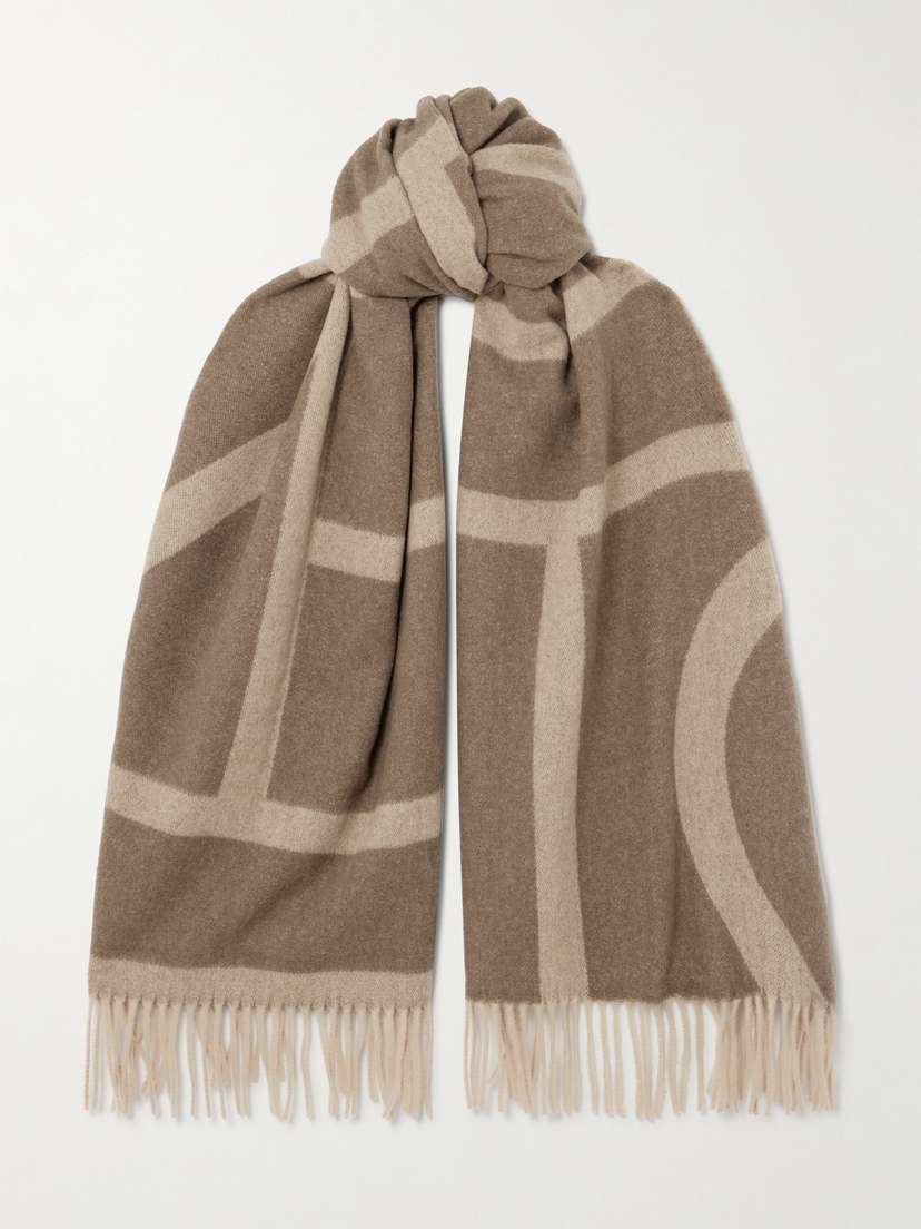 TOTEME Fringed Wool-jacquard Scarf