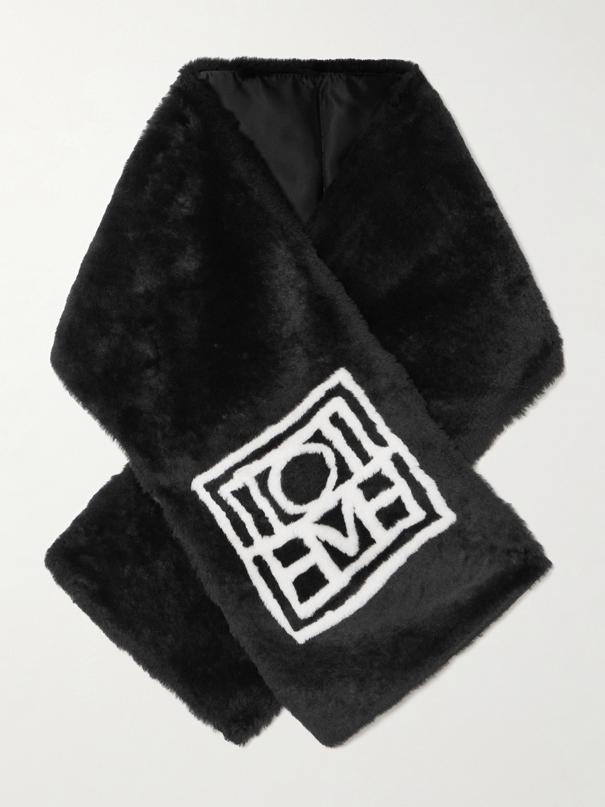 Totême Printed Shearling Scarf In Black
