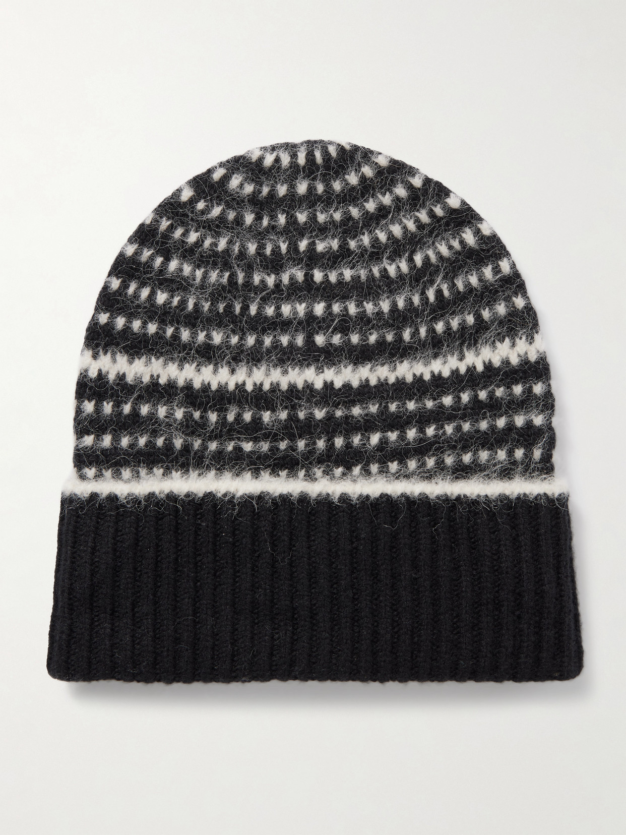 Totême Intarsia Wool Beanie In Black