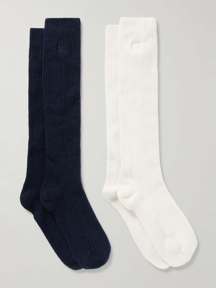TOTEME et Of Two Embroidered Ribbed-knit ocks