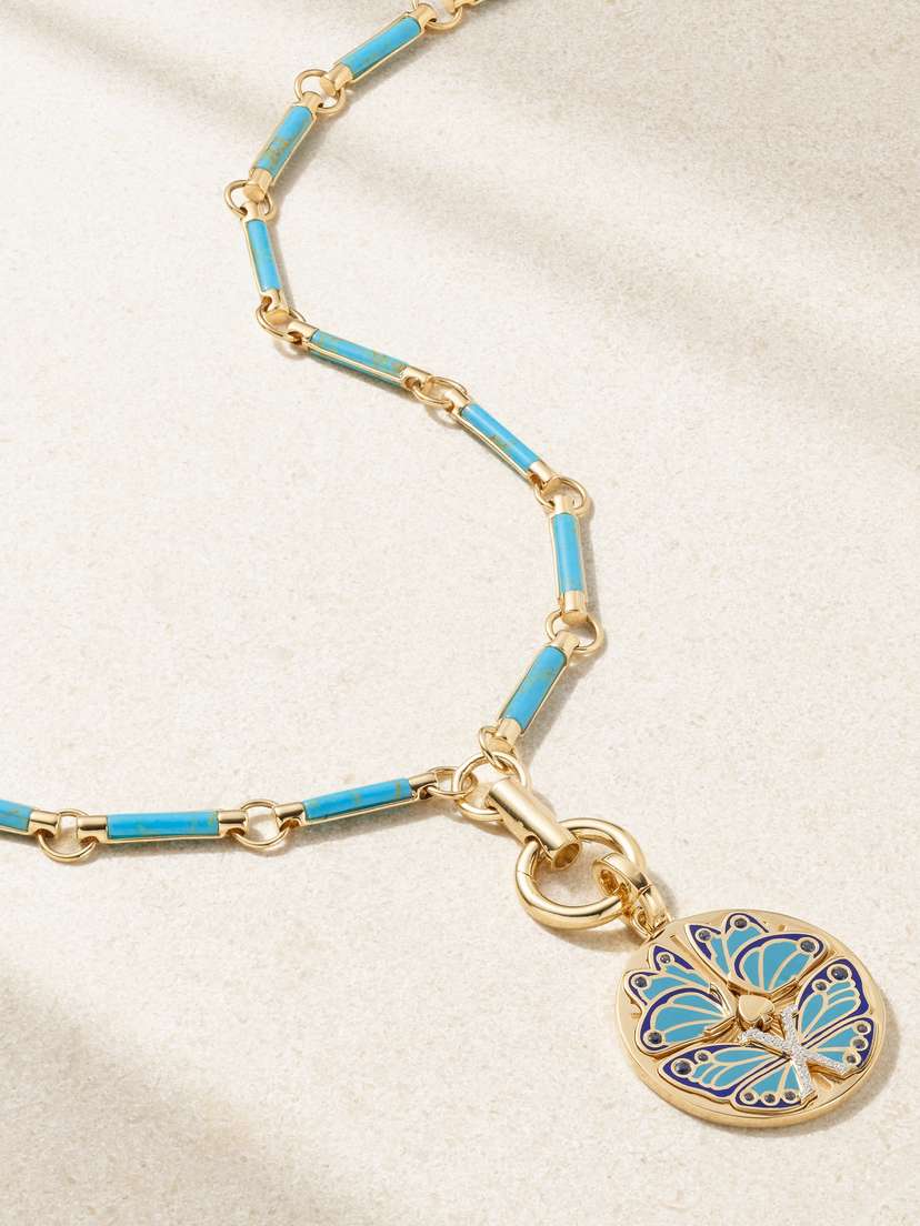 Foundrae Reverie Element 18-karat Gold And Enamel Multi-stone Necklace