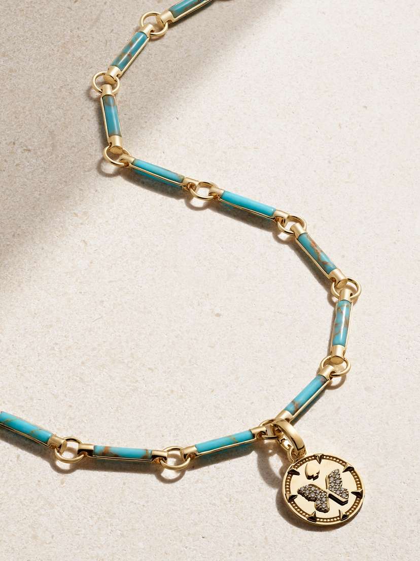 Foundrae Reverie Element 18-karat Gold, Turquoise And Diamond Necklace
