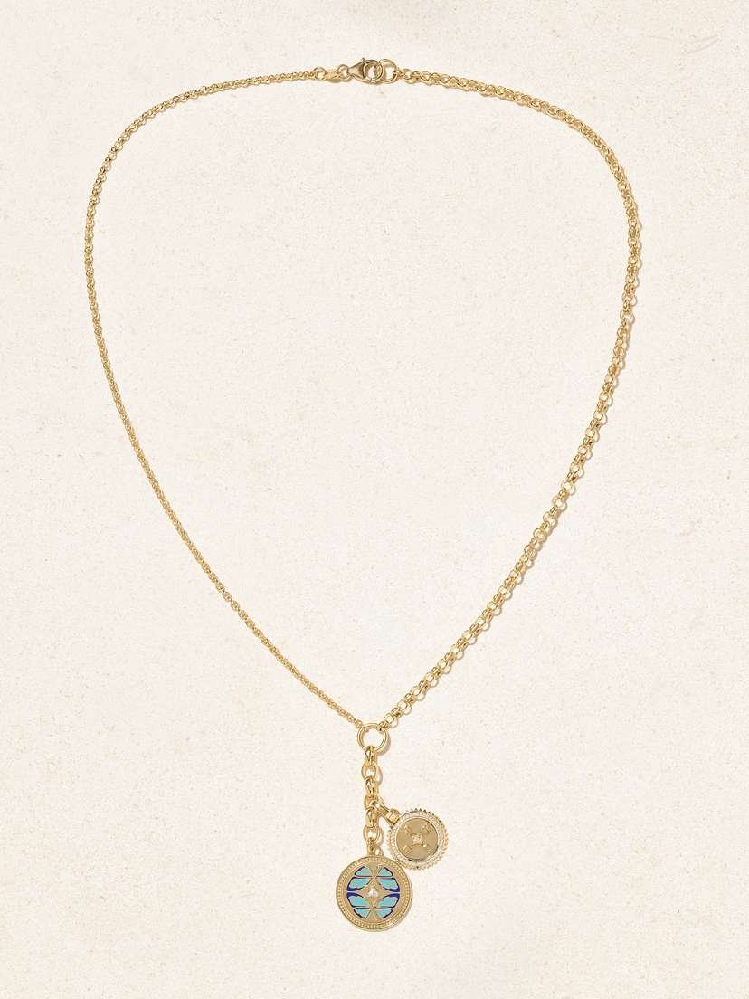 Foundrae Reverie & Internal Compass 18-karat Gold, Ceramic And Diamond Necklace