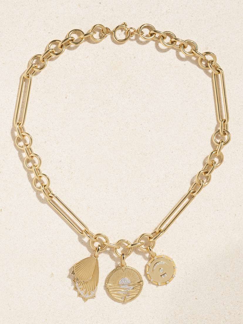 Foundrae New Beginnings Wings & Pause 18-karat Gold Diamond Necklace