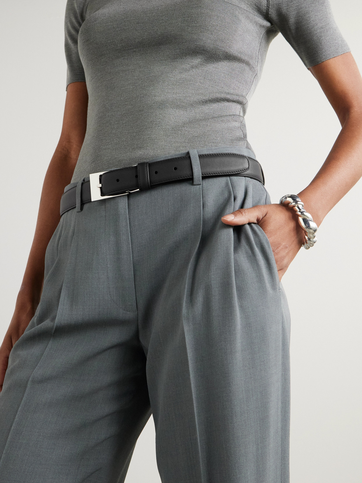 The Row Leather Belt In Black