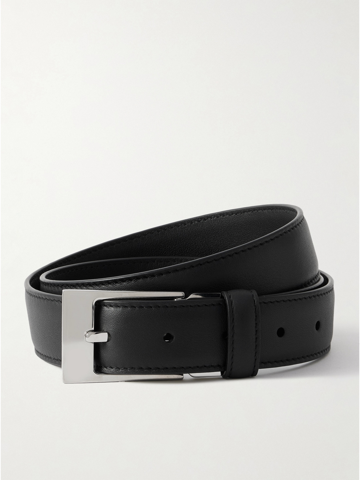 The Row Leather Belt In Black