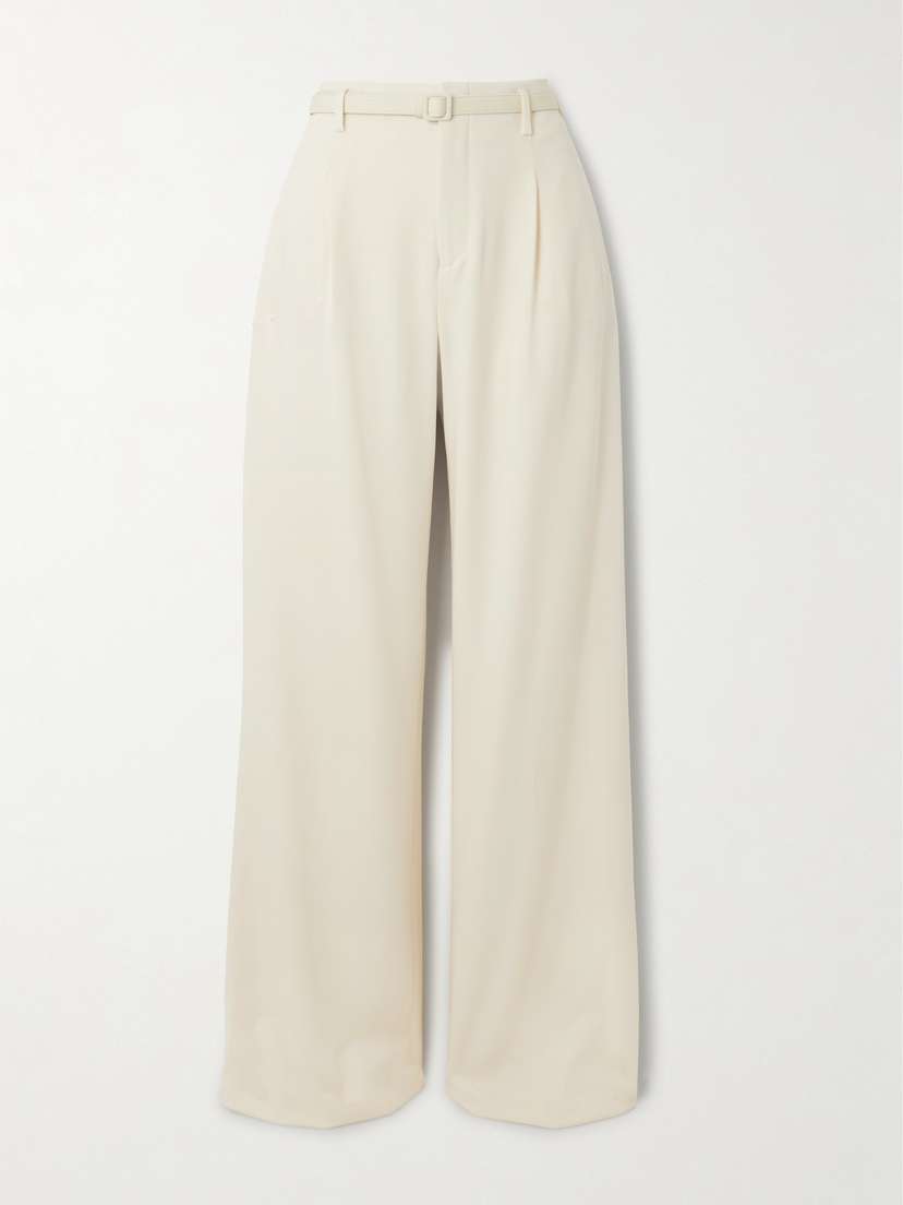 Ralph Lauren Collection Acklie Belted Pleated Wool Wide-leg Pants