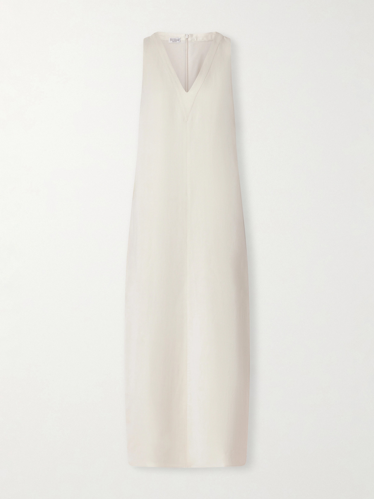 Brunello Cucinelli Crepe Midi Dress In Neutral