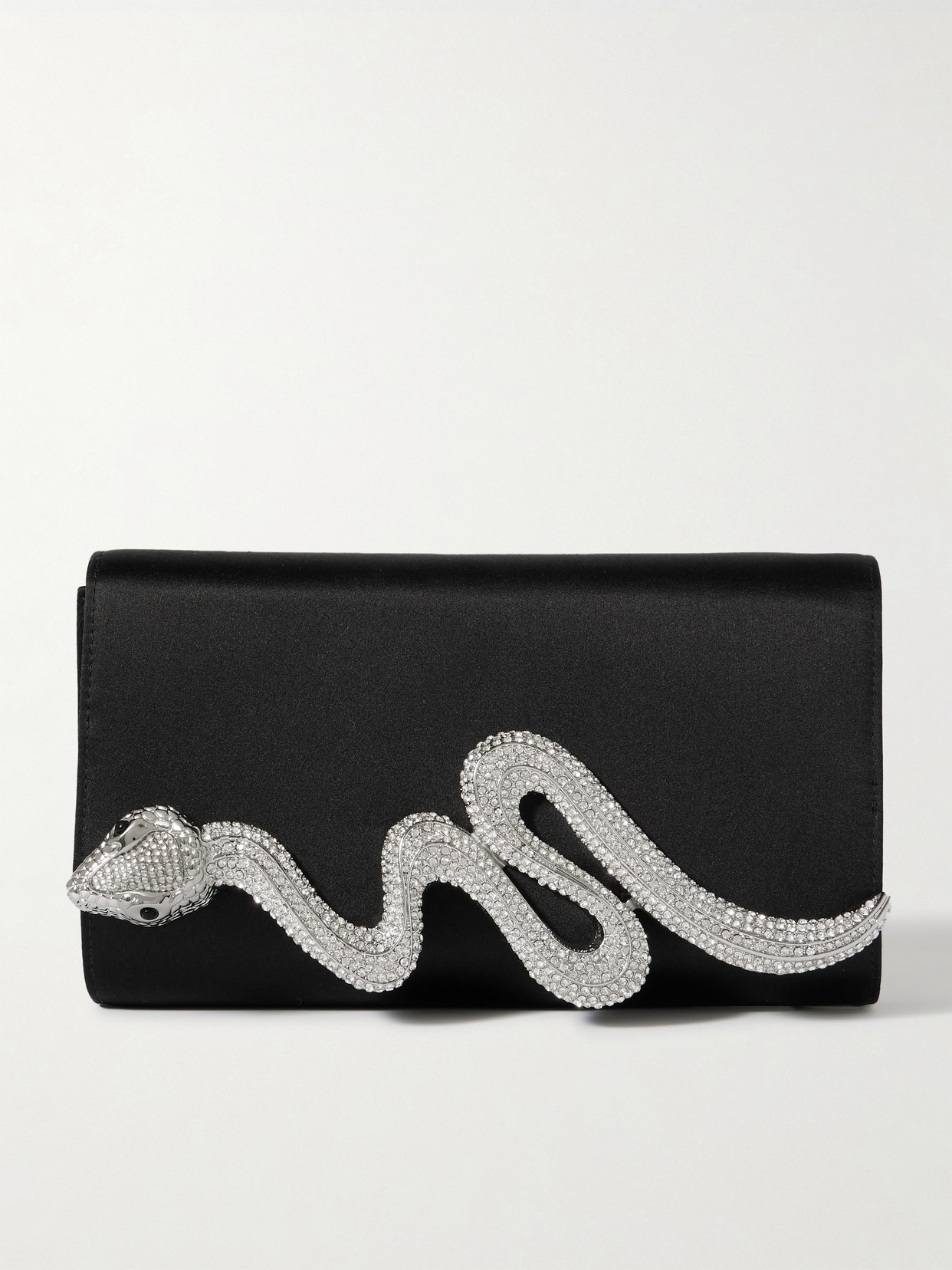 Judith Leiber Serpent Fizzoni Crystal-embellished Satin Clutch In Black