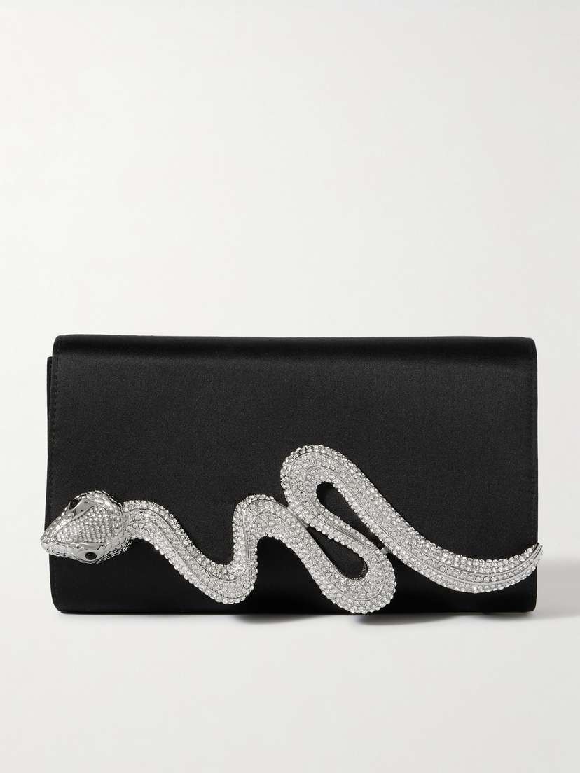 Judith Leiber Couture Serpent Fizzoni Crystal-embellished Satin Clutch