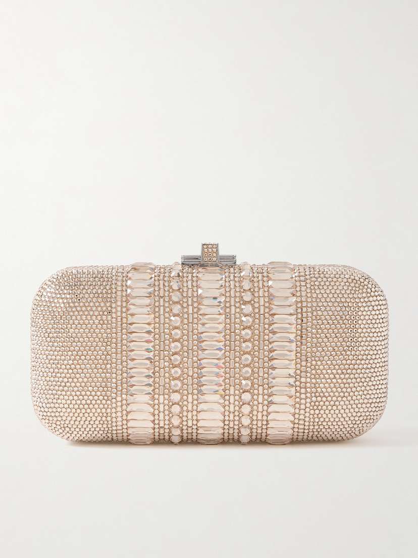 Judith Leiber Couture Long Slide Crystal-embellished Silver-tone Clutch