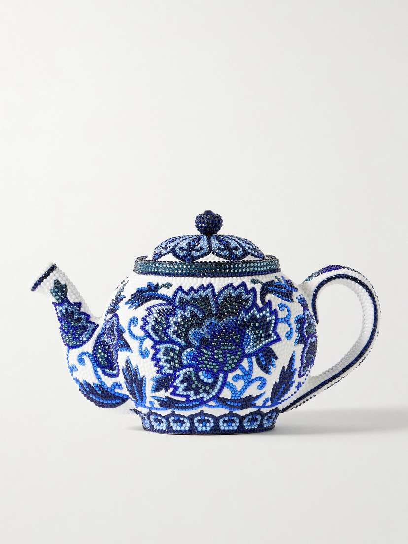 Judith Leiber Couture Teapot Tranquili-tea Crystal-embellished Silver-tone Clutch