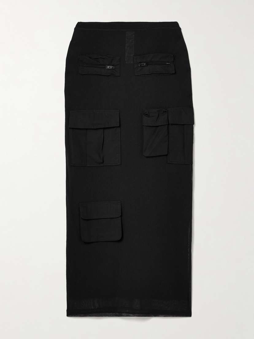 Acne Studios Cotton Poplin-trimmed Mesh Midi Skirt