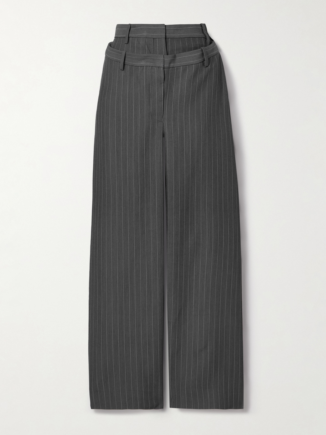 Acne Studios - Layered Pinstriped Twill Wide-leg Pants - Gray