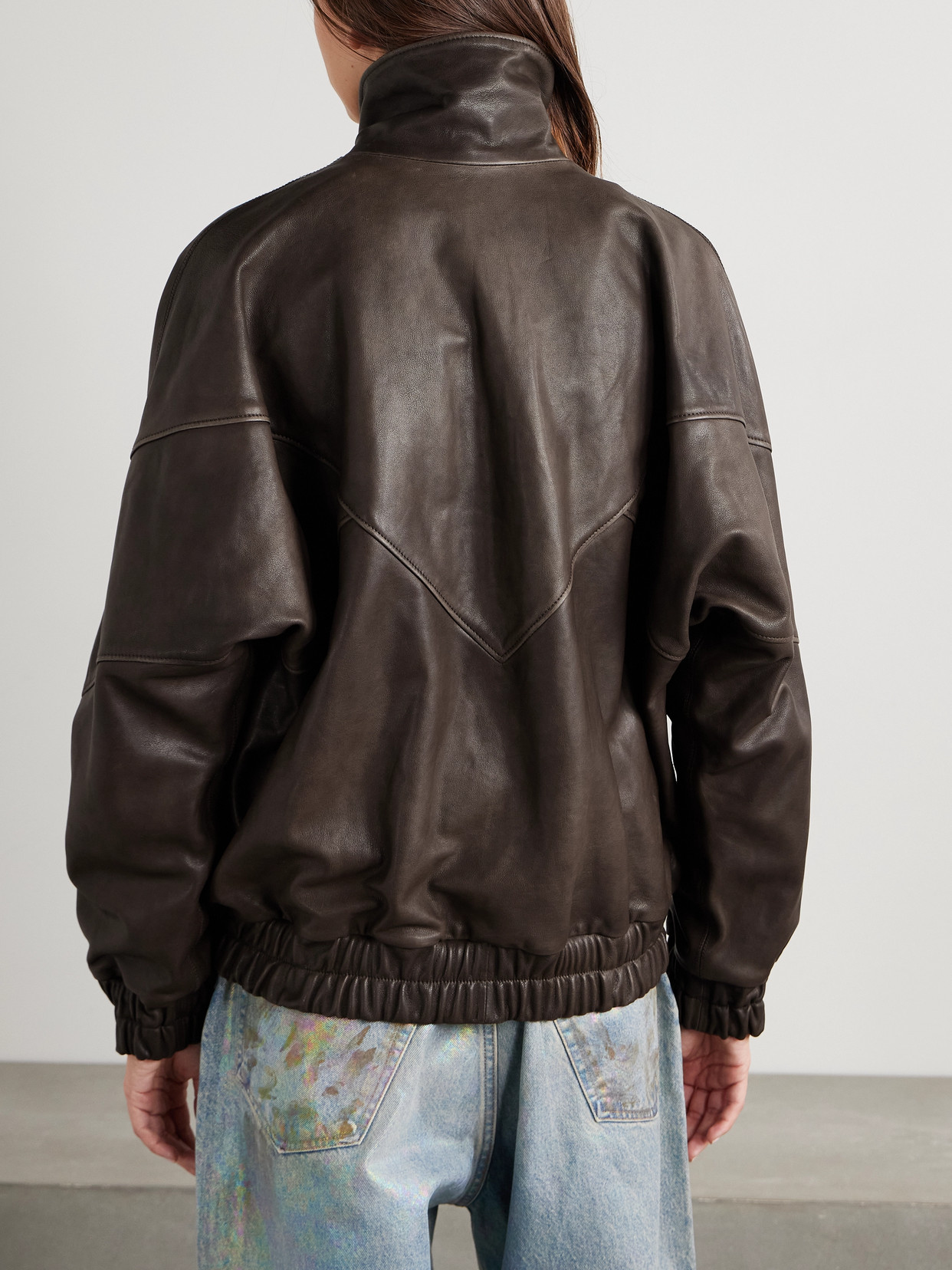 Acne Studios Leather Zipped Jacket In Brown | ModeSens