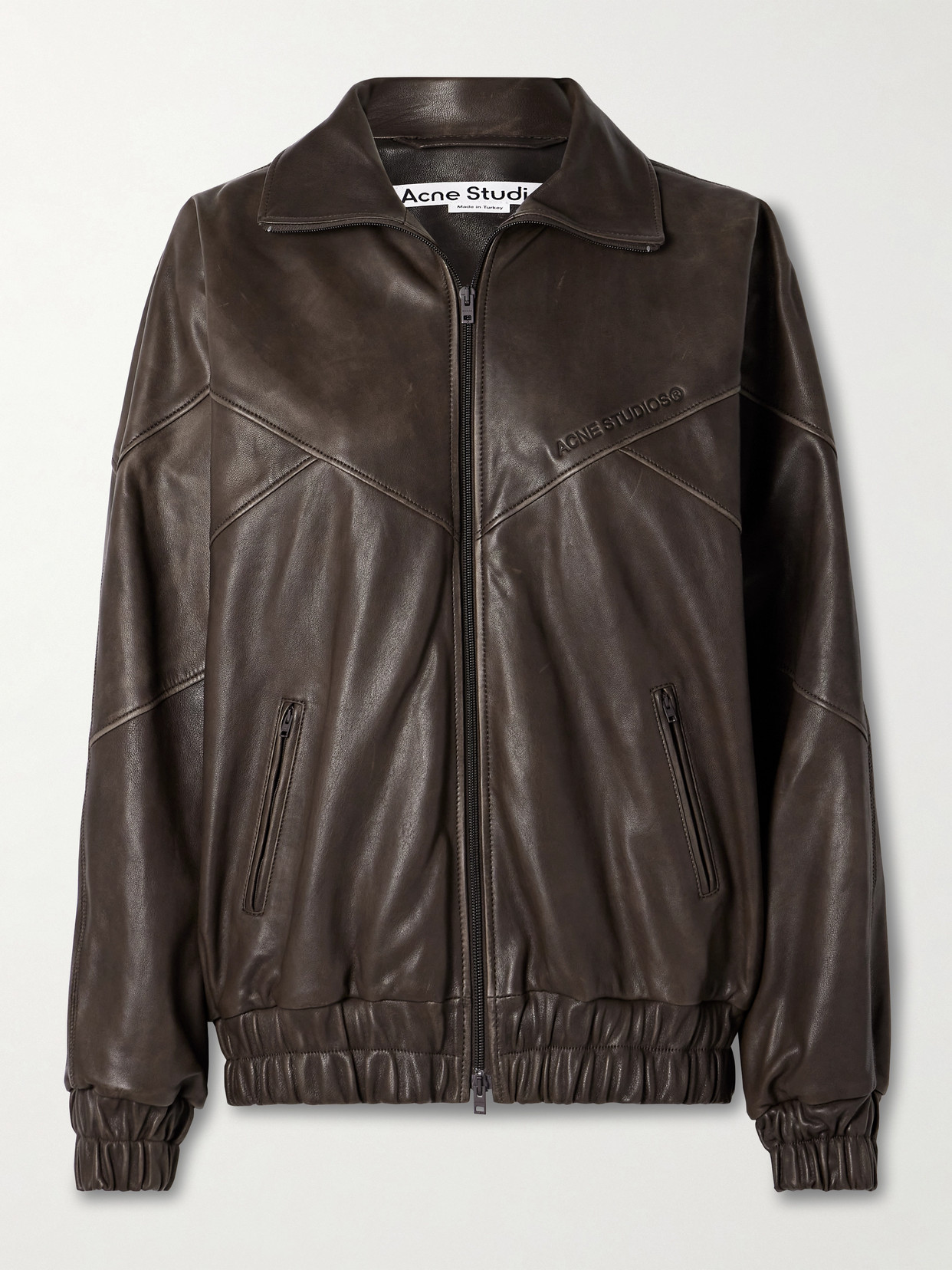 ジャケット・アウター acne studios leather bomber jacket brown Acne Studios - Leather bomber jacket - Cognac brown