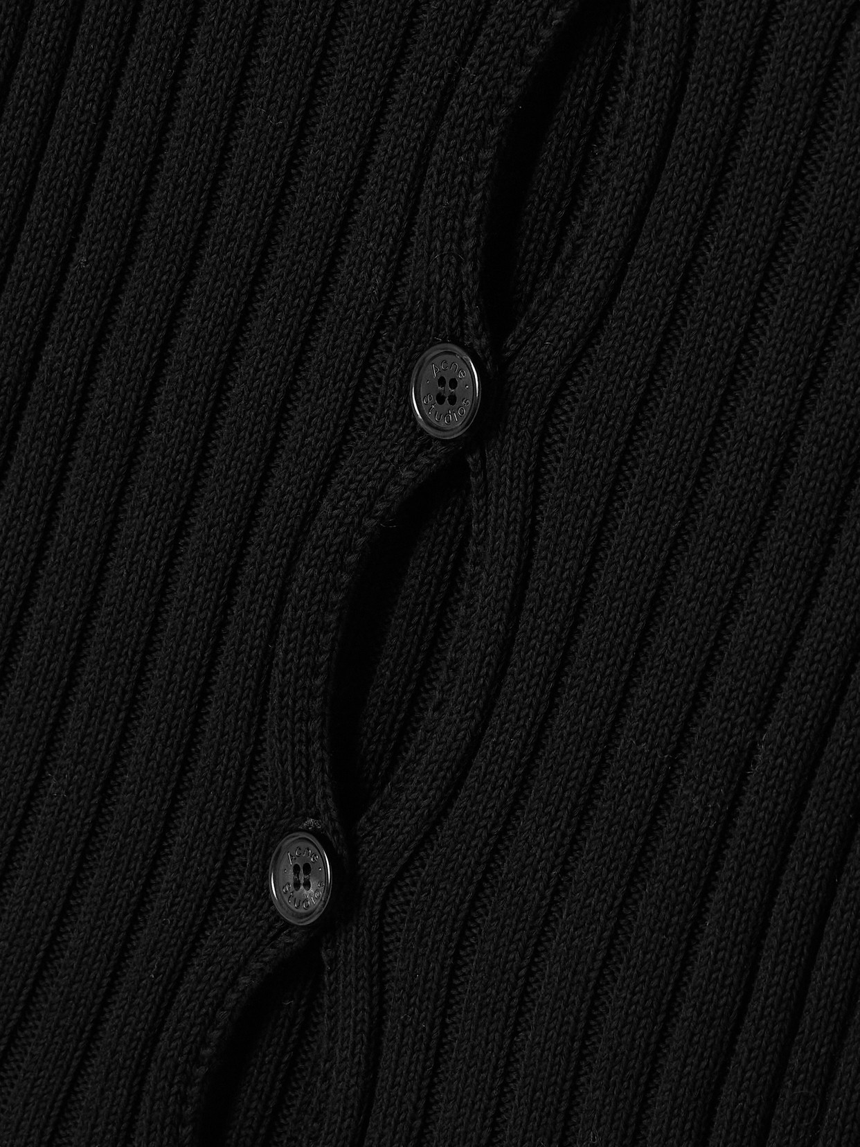Acne Studios Ribbed Cotton Cardigan Knitwear Black In Black