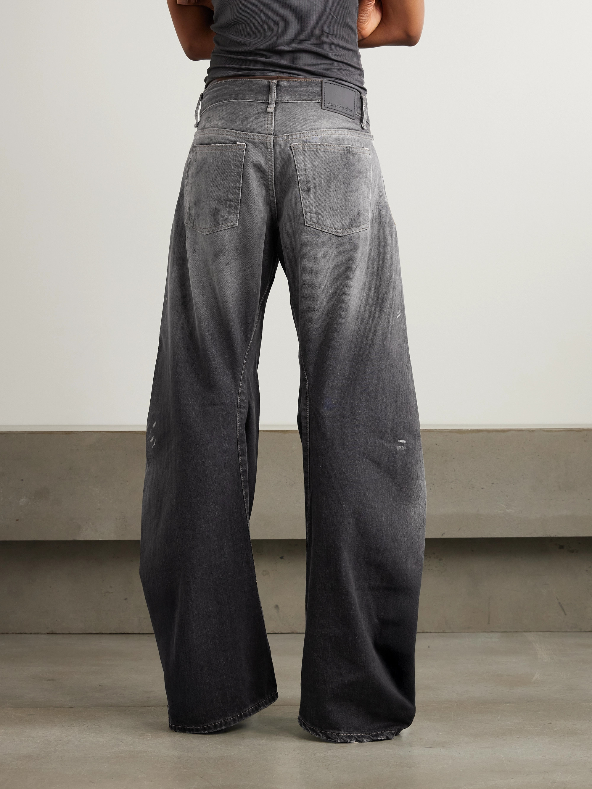 Acne Studios 2006 paint-splattered low-rise barrel-leg jeans