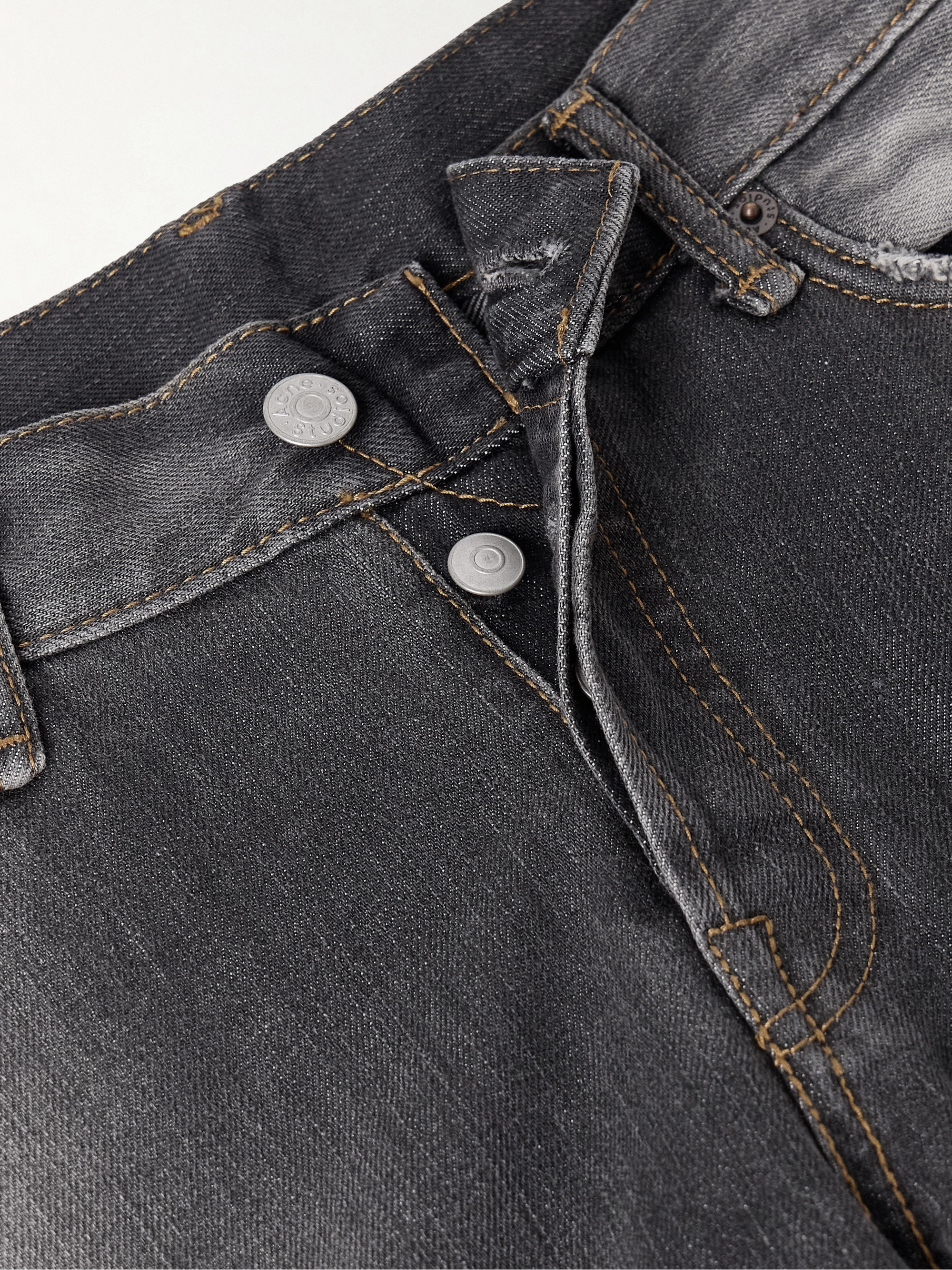 Acne Studios 2006 paint-splattered low-rise barrel-leg jeans