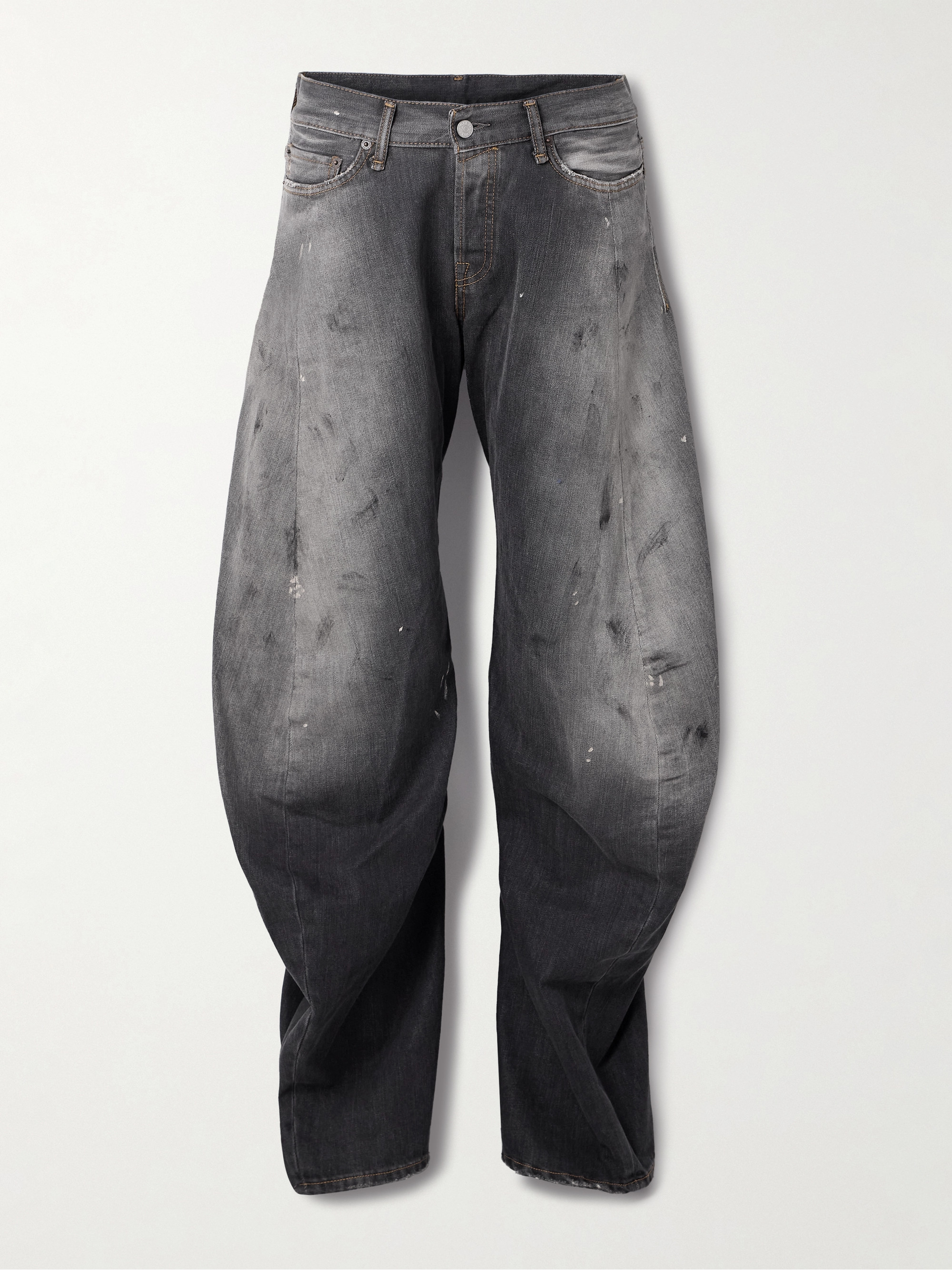Acne Studios 2006 paint-splattered low-rise barrel-leg jeans